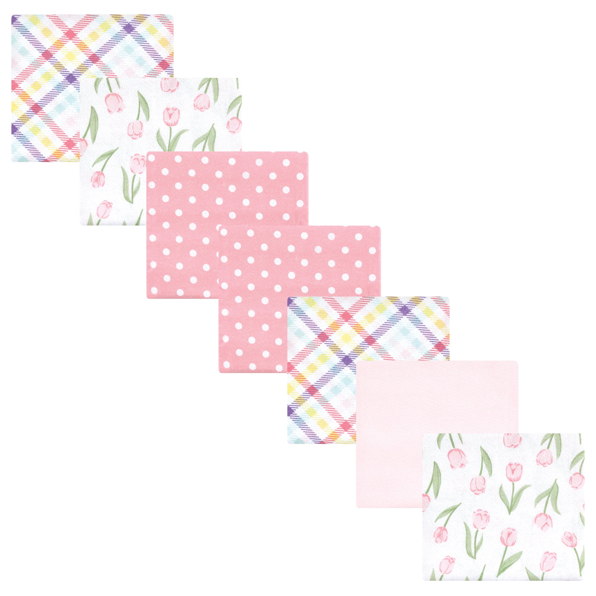Luvable Friends Hudson Baby Cotton Poly Flannel Receiving Blankets 7pk, Blossom Tulip, One Size