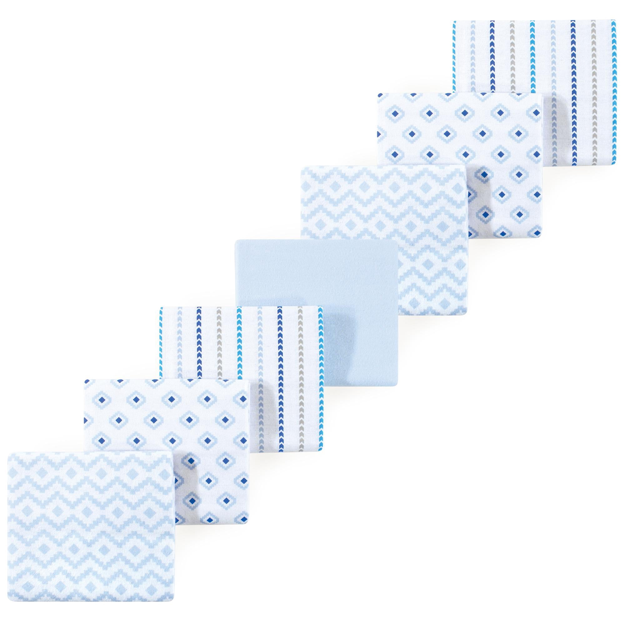 Luvable Friends Hudson Baby Cotton Poly Flannel Receiving Blankets 7pk, Contemporary Blue Mix, One Size