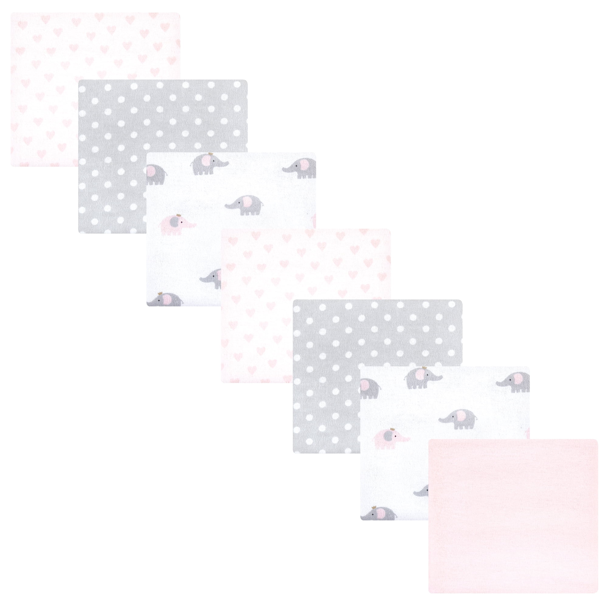 Luvable Friends Hudson Baby Flannel Receiving Blankets 7pk, Elephant Serenity Pink