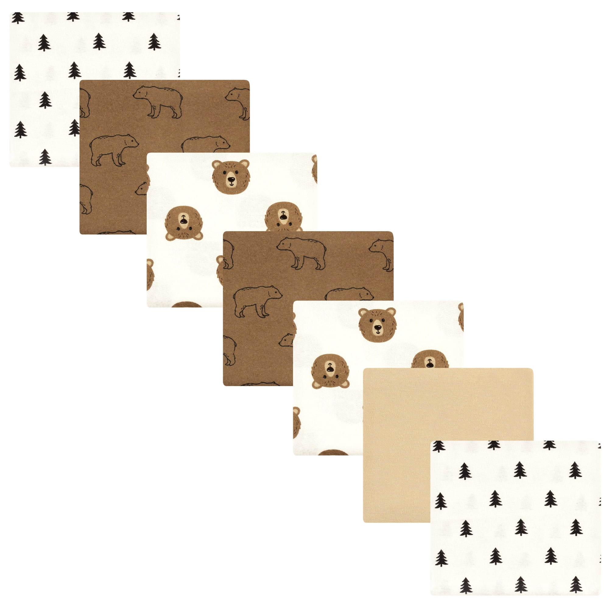 Luvable Friends Hudson Baby Cotton Poly Flannel Receiving Blankets 7pk, Forest Bear, One Size