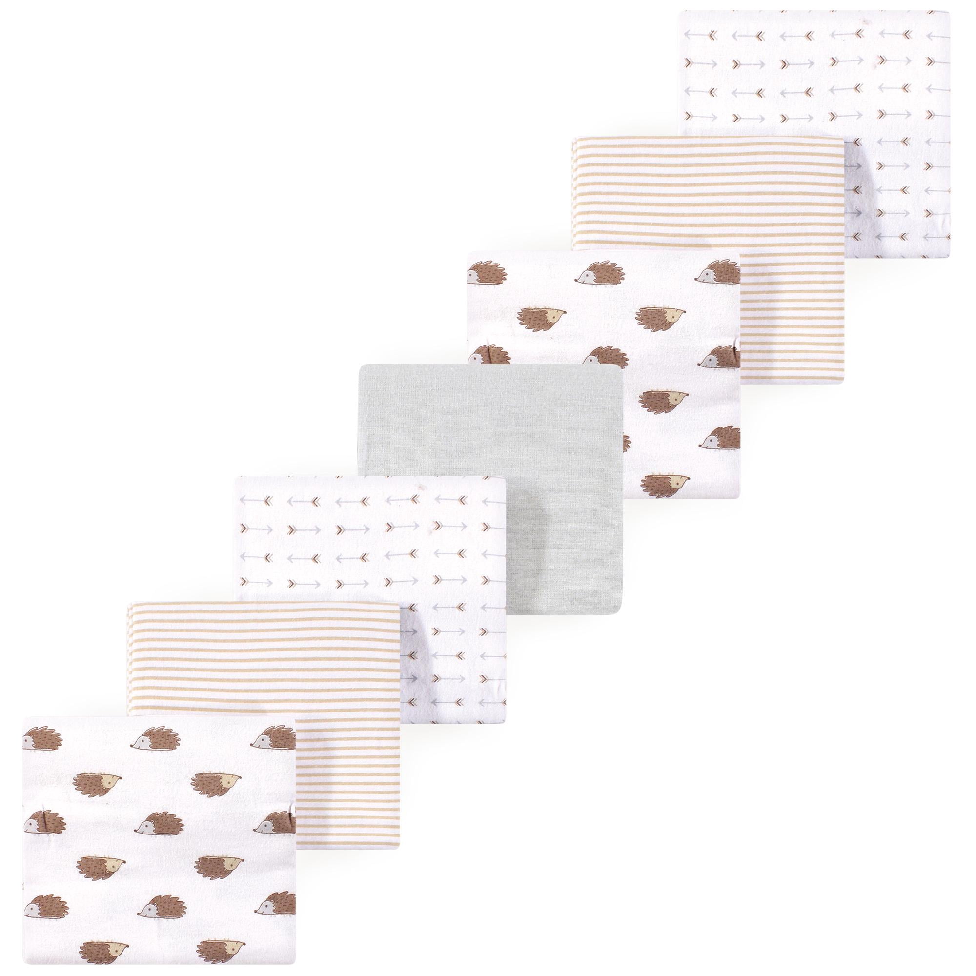 Luvable Friends Hudson Baby Cotton Poly Flannel Receiving Blankets 7pk, Forest Hedgehogs, One Size
