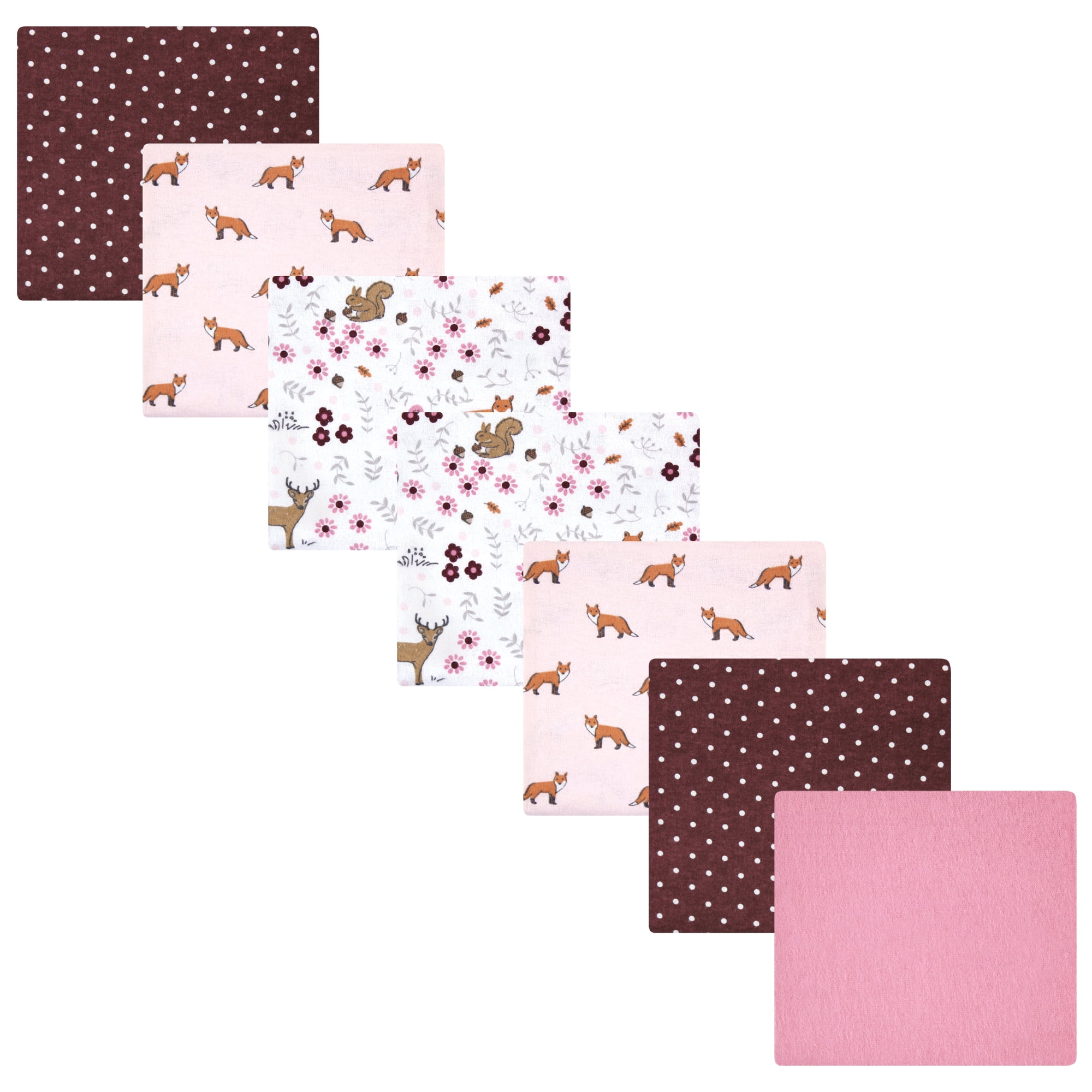 Luvable Friends Hudson Baby Flannel Receiving Blankets 7pk, Forest Woodland Floral