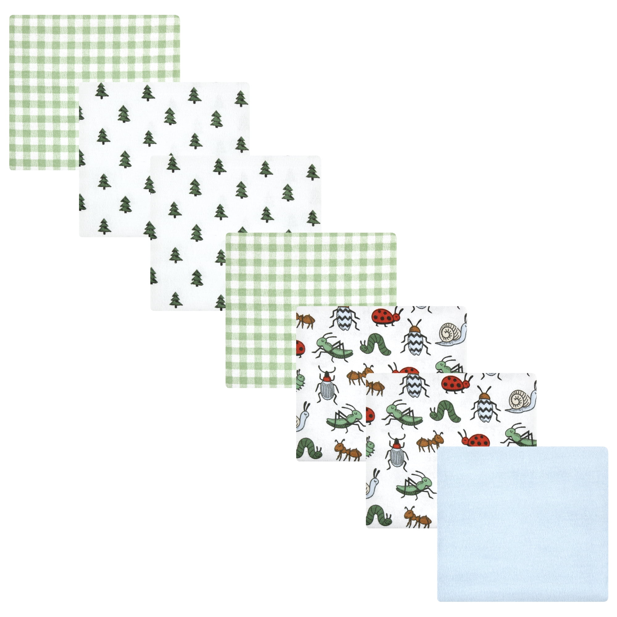 Luvable Friends Hudson Baby Cotton Poly Flannel Receiving Blankets 7pk, Garden Bugs, One Size