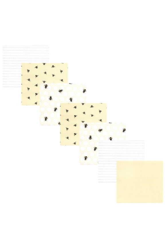 Hudson Baby Cotton Poly Flannel Receiving Blankets 7pk, Golden Bees, One Size