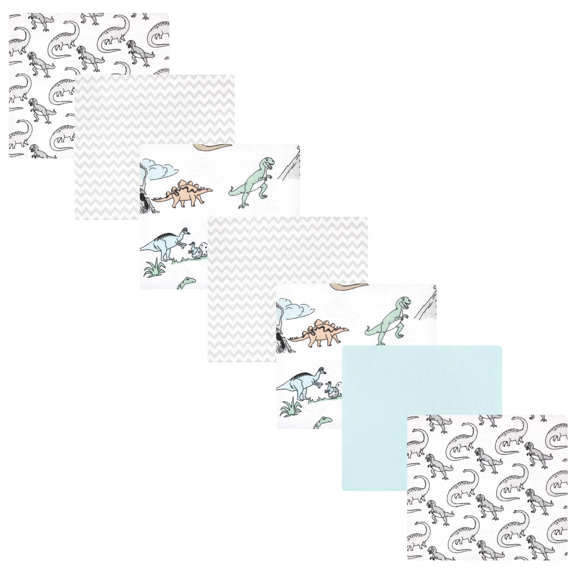 Luvable Friends Hudson Baby Flannel Receiving Blankets 7pk, Gray Dinosaur Journey