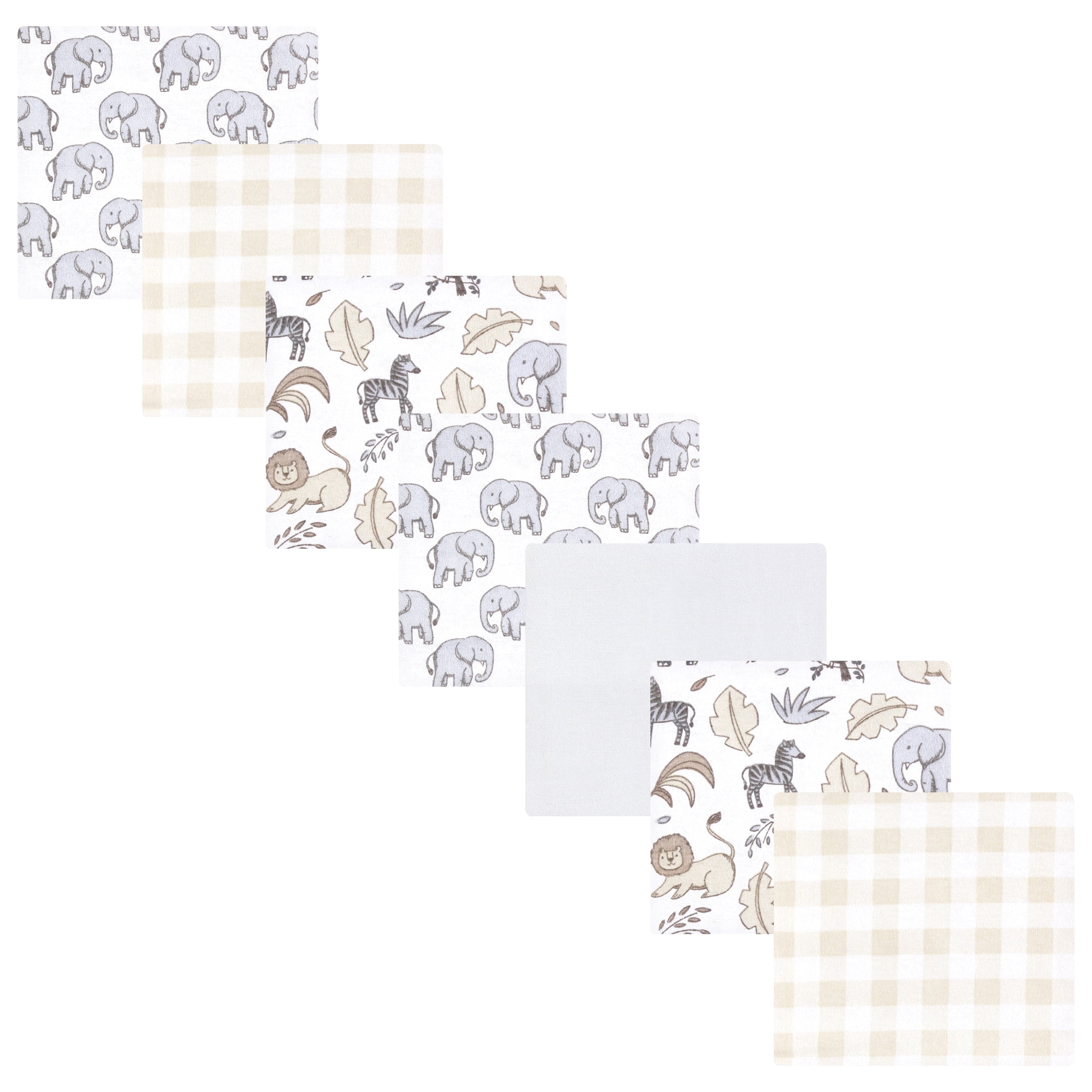 Luvable Friends Hudson Baby Flannel Receiving Blankets 7pk, Gray Neutral Safari