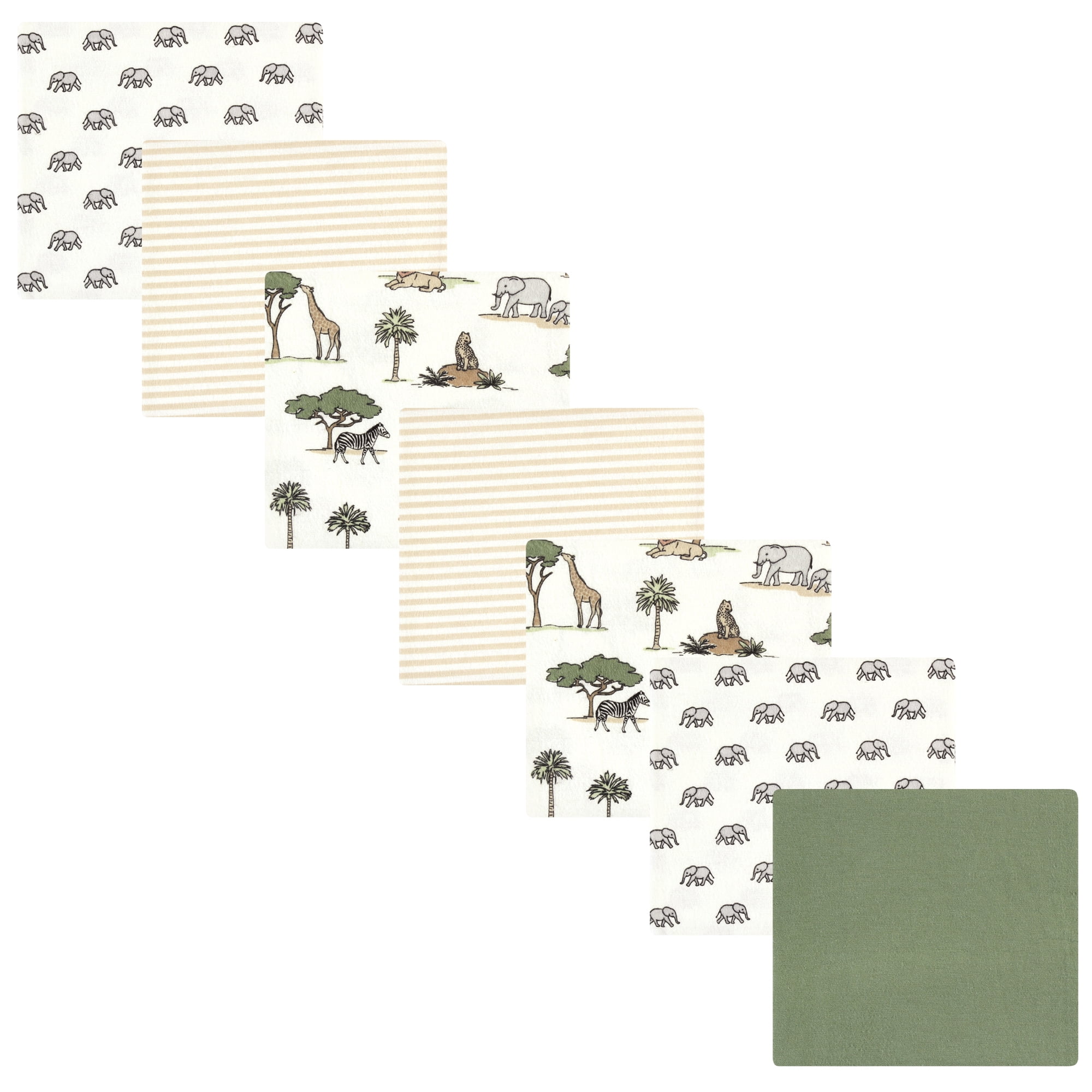 Luvable Friends Hudson Baby Flannel Receiving Blankets 7pk, Jungle Safari