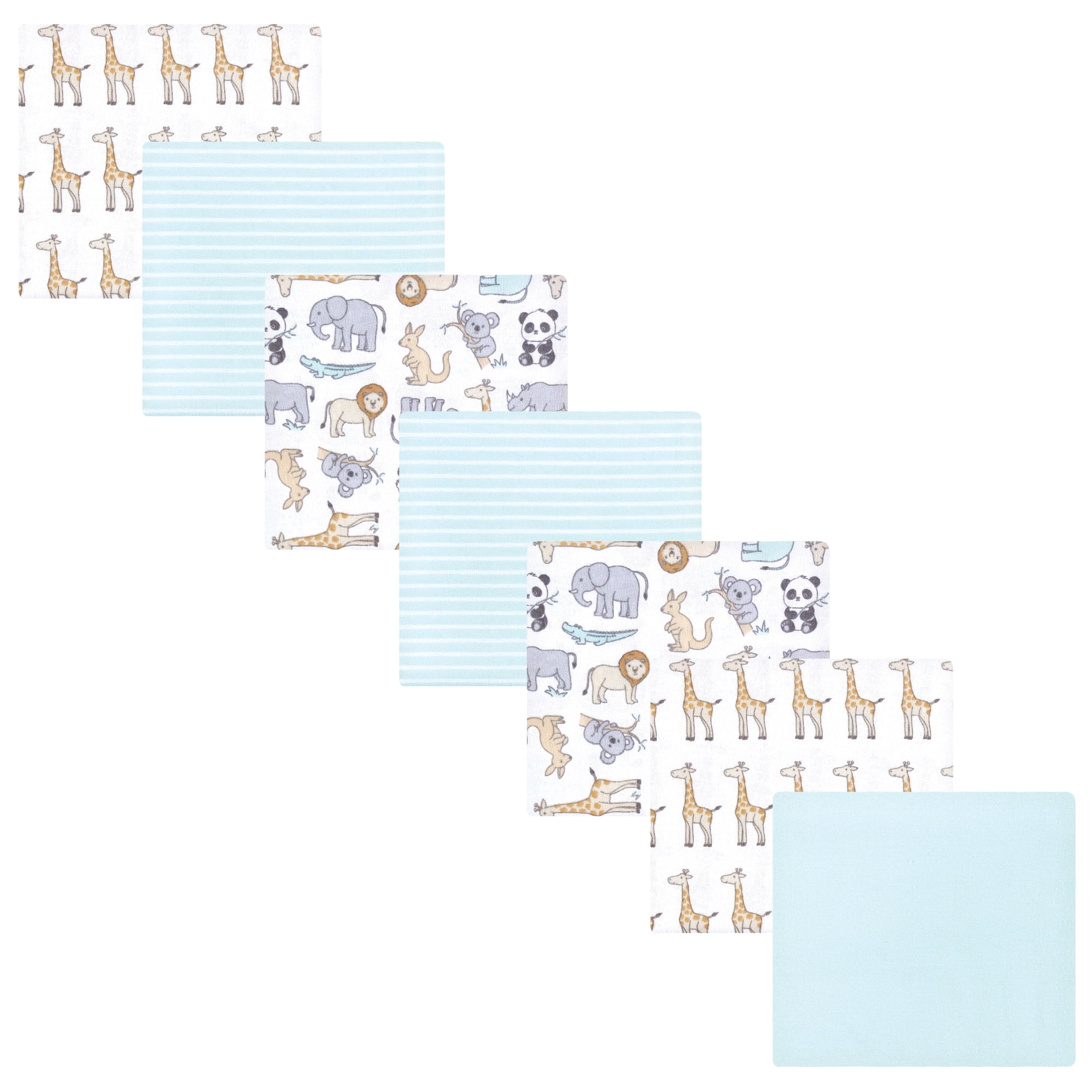 Luvable Friends Hudson Baby Flannel Receiving Blankets 7pk, Kangaroo Pastel