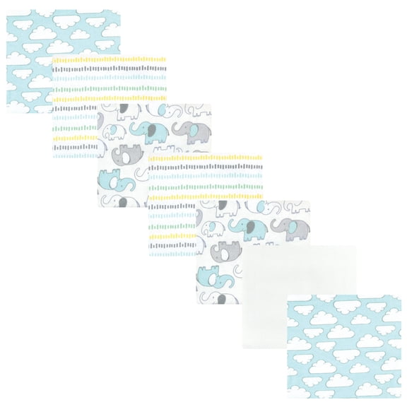 Luvable Friends Hudson Baby Flannel Receiving Blankets 7pk, New Elephant