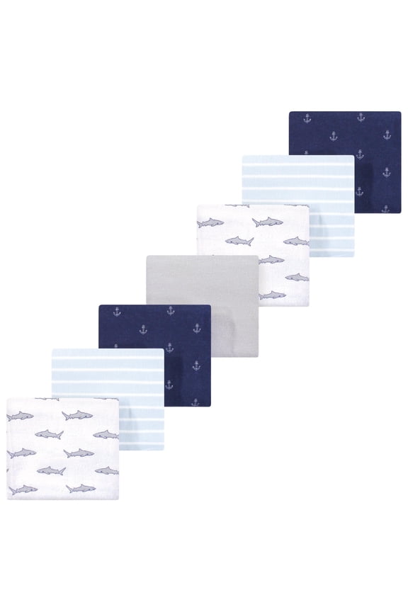Hudson Baby Flannel Receiving Blankets 7pk, Ocean Sharks