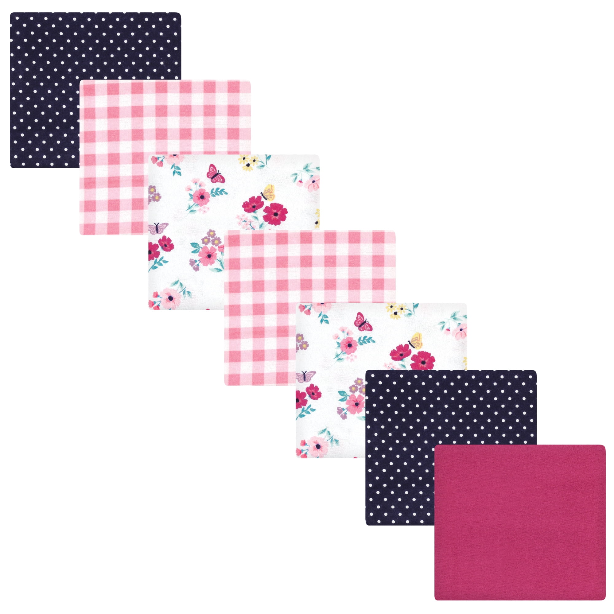 Luvable Friends Hudson Baby Flannel Receiving Blankets 7pk, Pink Butterfly Meadow