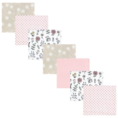 Luvable Friends Hudson Baby Flannel Receiving Blankets 7pk, Pink Dandelion