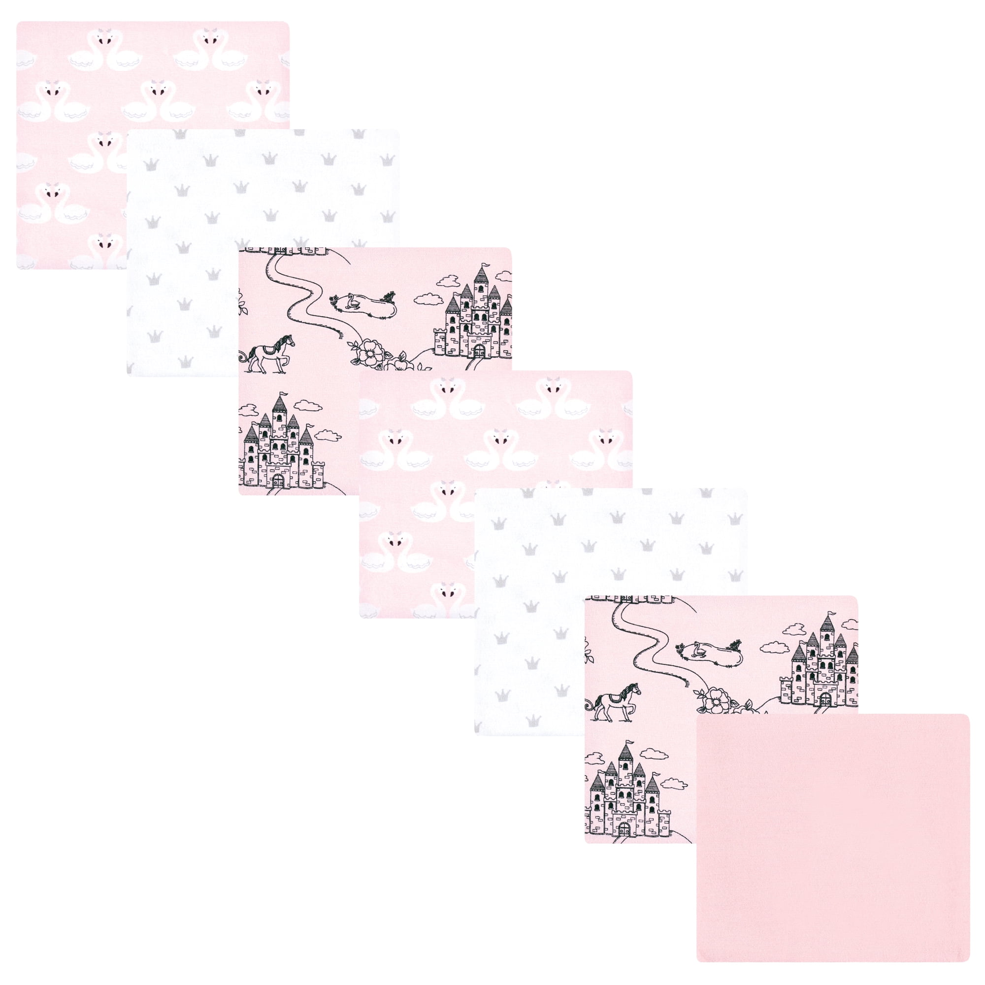 Luvable Friends Hudson Baby Cotton Poly Flannel Receiving Blankets 7pk, Pink Princess, One Size