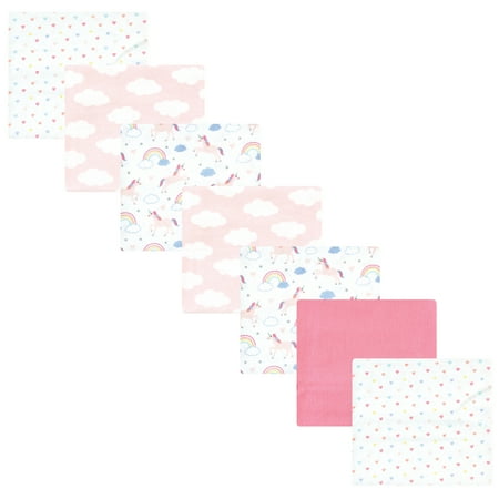 Luvable Friends Hudson Baby Flannel Receiving Blankets 7pk, Pink Unicorn