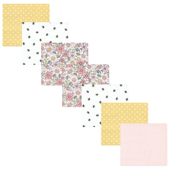 Luvable Friends Hudson Baby Flannel Receiving Blankets 7pk, Pink Yellow Floral