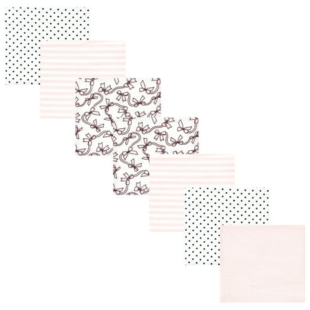 Luvable Friends Hudson Baby Flannel Receiving Blankets 7pk, Rose Ribbons