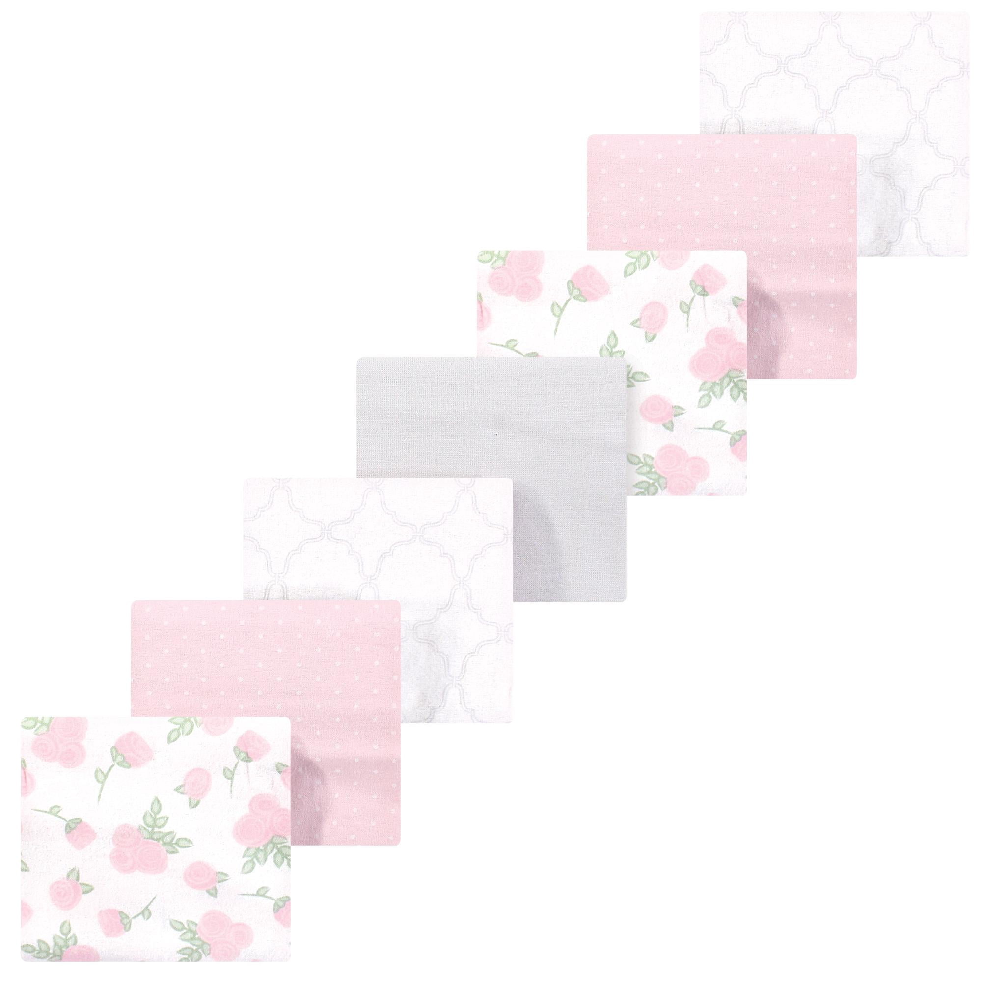Luvable Friends Hudson Baby Flannel Receiving Blankets 7pk, Rosy Bloom Pink