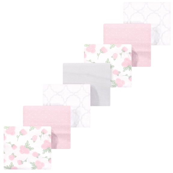 Luvable Friends Hudson Baby Flannel Receiving Blankets 7pk, Rosy Bloom Pink