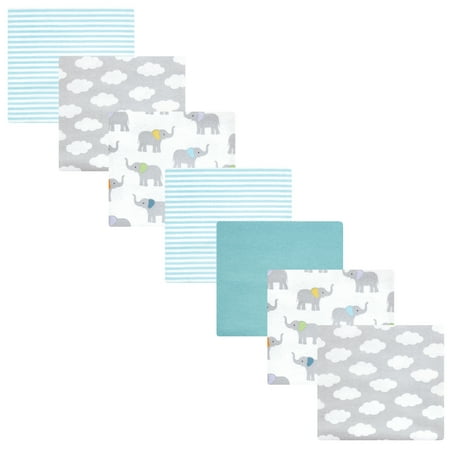 Luvable Friends Hudson Baby Flannel Receiving Blankets 7pk, Soft Elephant