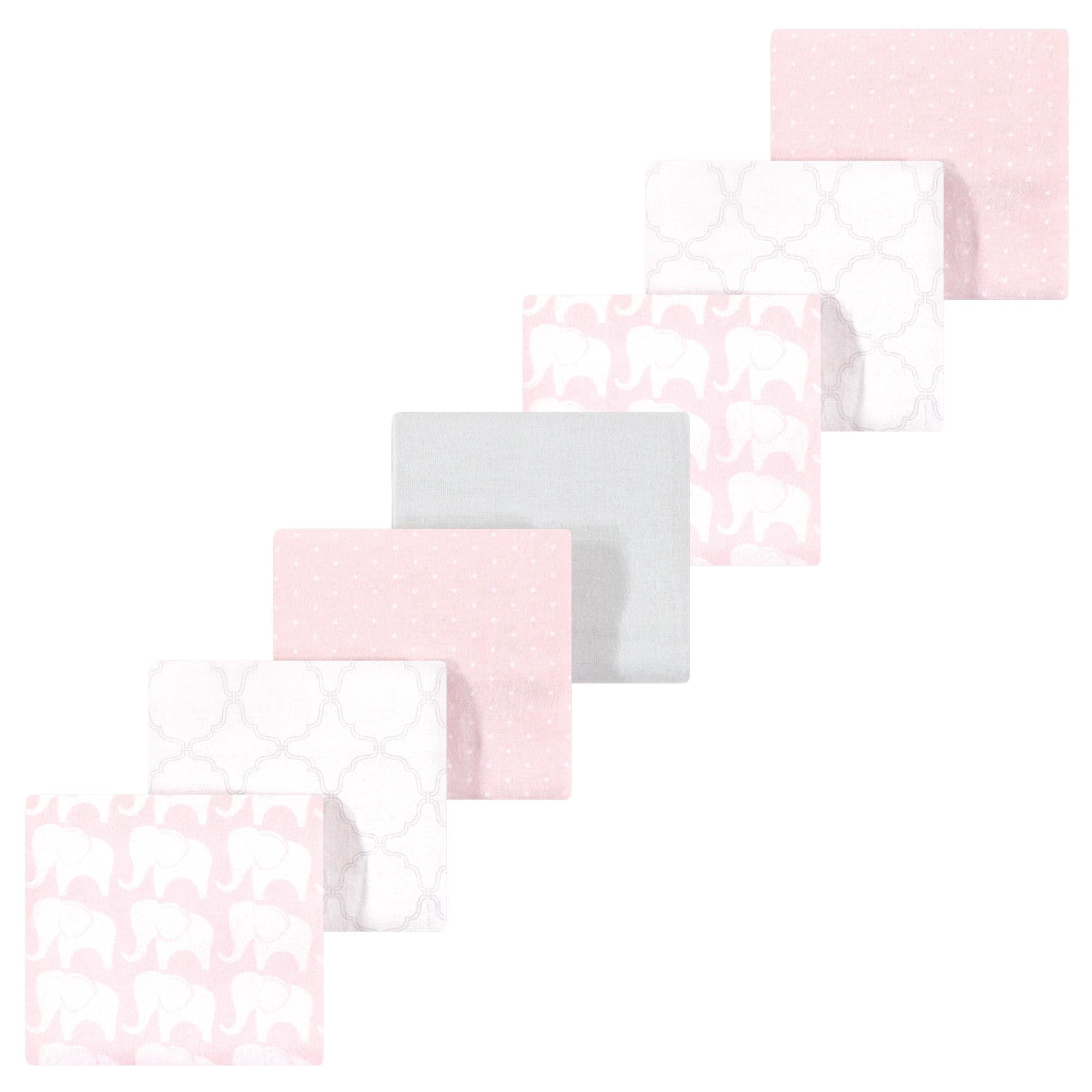 Luvable Friends Hudson Baby Cotton Poly Flannel Receiving Blankets 7pk, Sweet Elephant, One Size