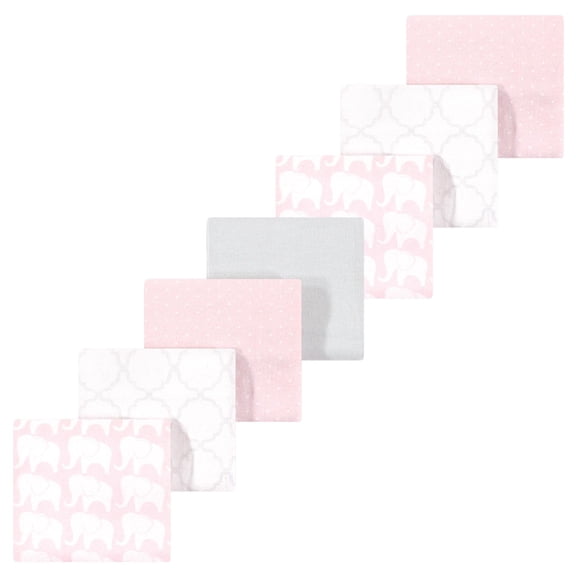 Luvable Friends Hudson Baby Cotton Poly Flannel Receiving Blankets 7pk, Sweet Elephant, One Size