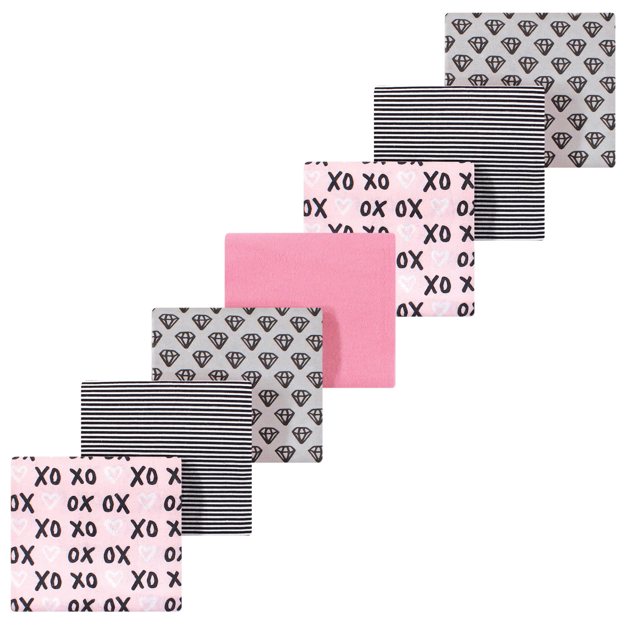 Luvable Friends Hudson Baby Flannel Receiving Blankets 7pk, Sweetheart Kisses