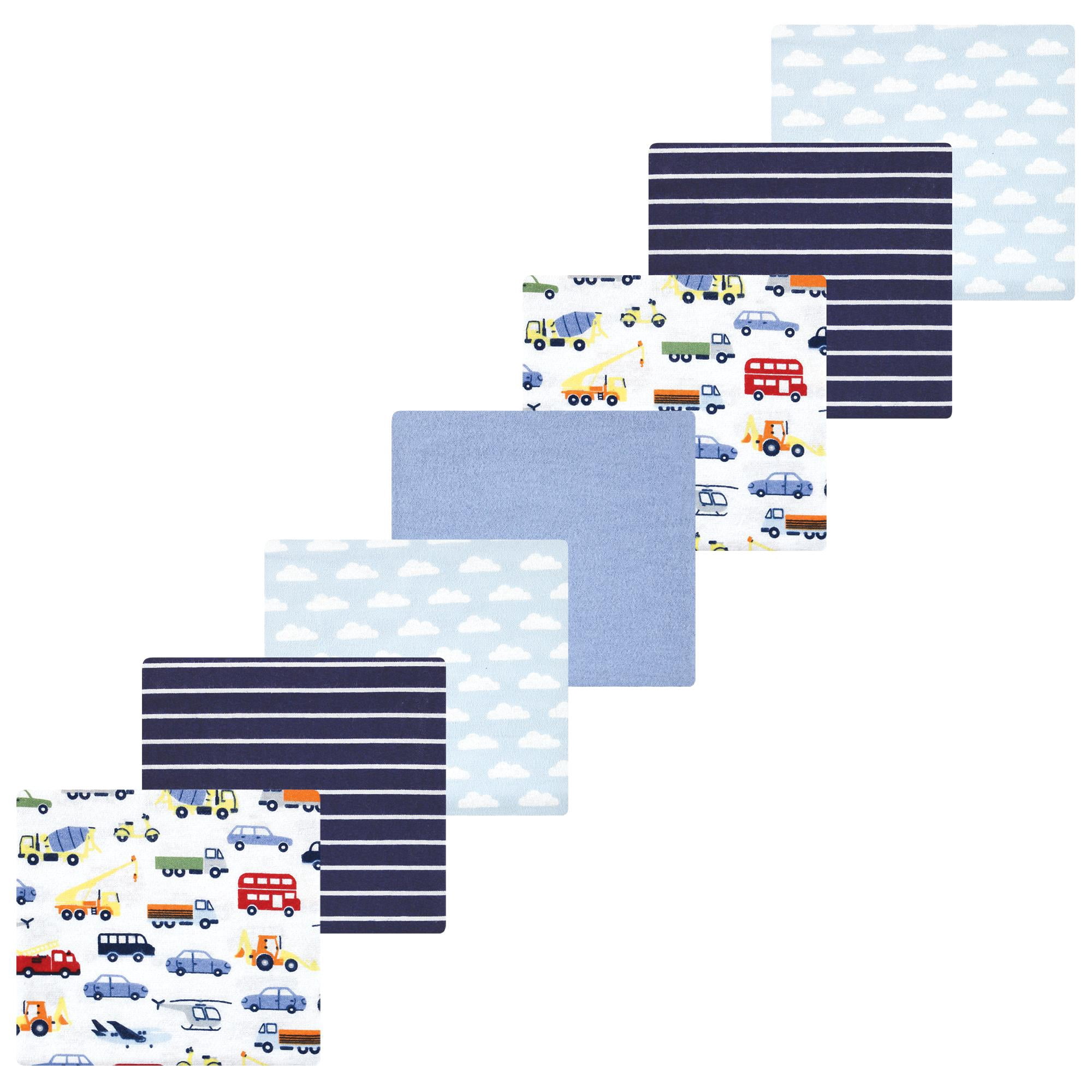 Luvable Friends Hudson Baby Cotton Poly Flannel Receiving Blankets 7pk, Vehicle Adventure, One Size
