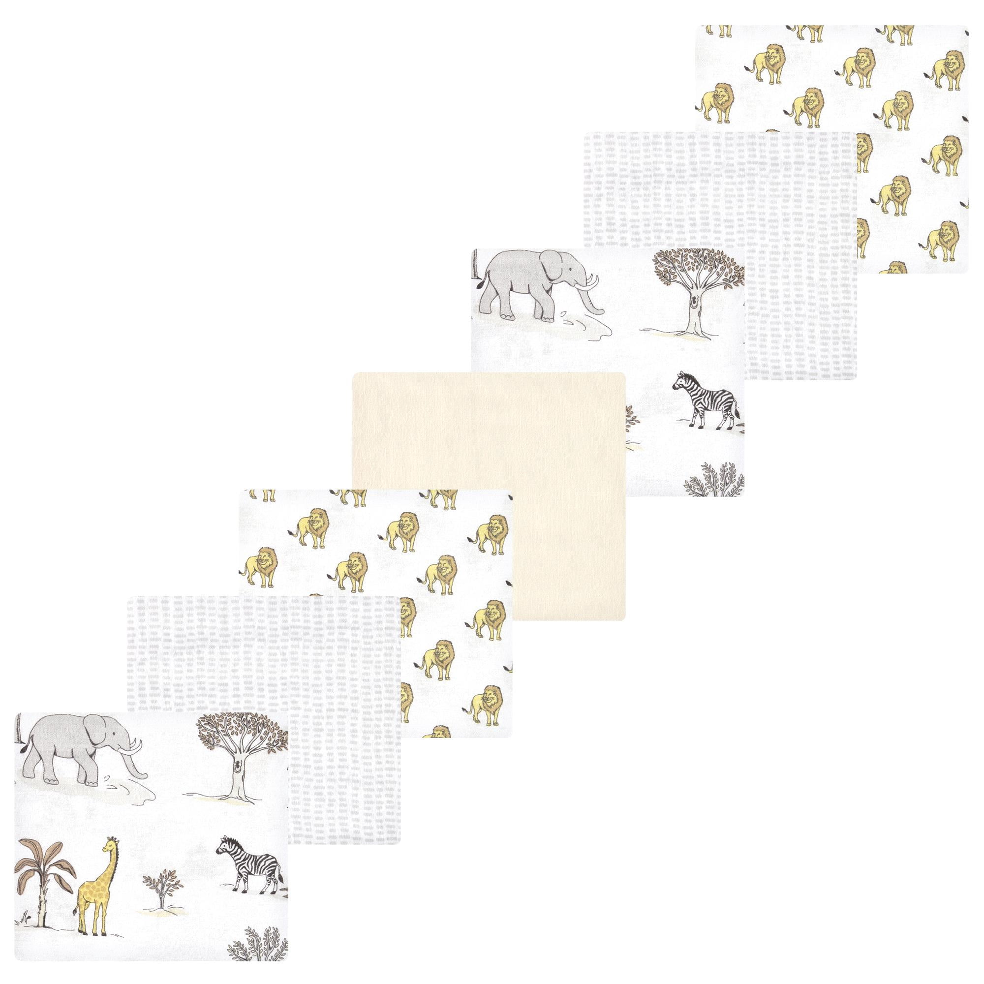 Luvable Friends Hudson Baby Cotton Poly Flannel Receiving Blankets 7pk, Wild Safari World, One Size