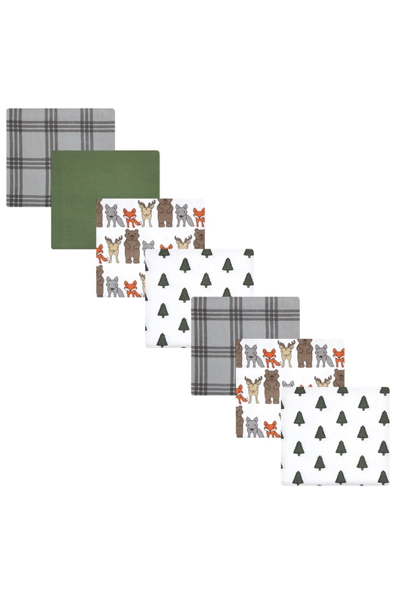 Hudson Baby Flannel Receiving Blankets 7pk, Woodland Bloom