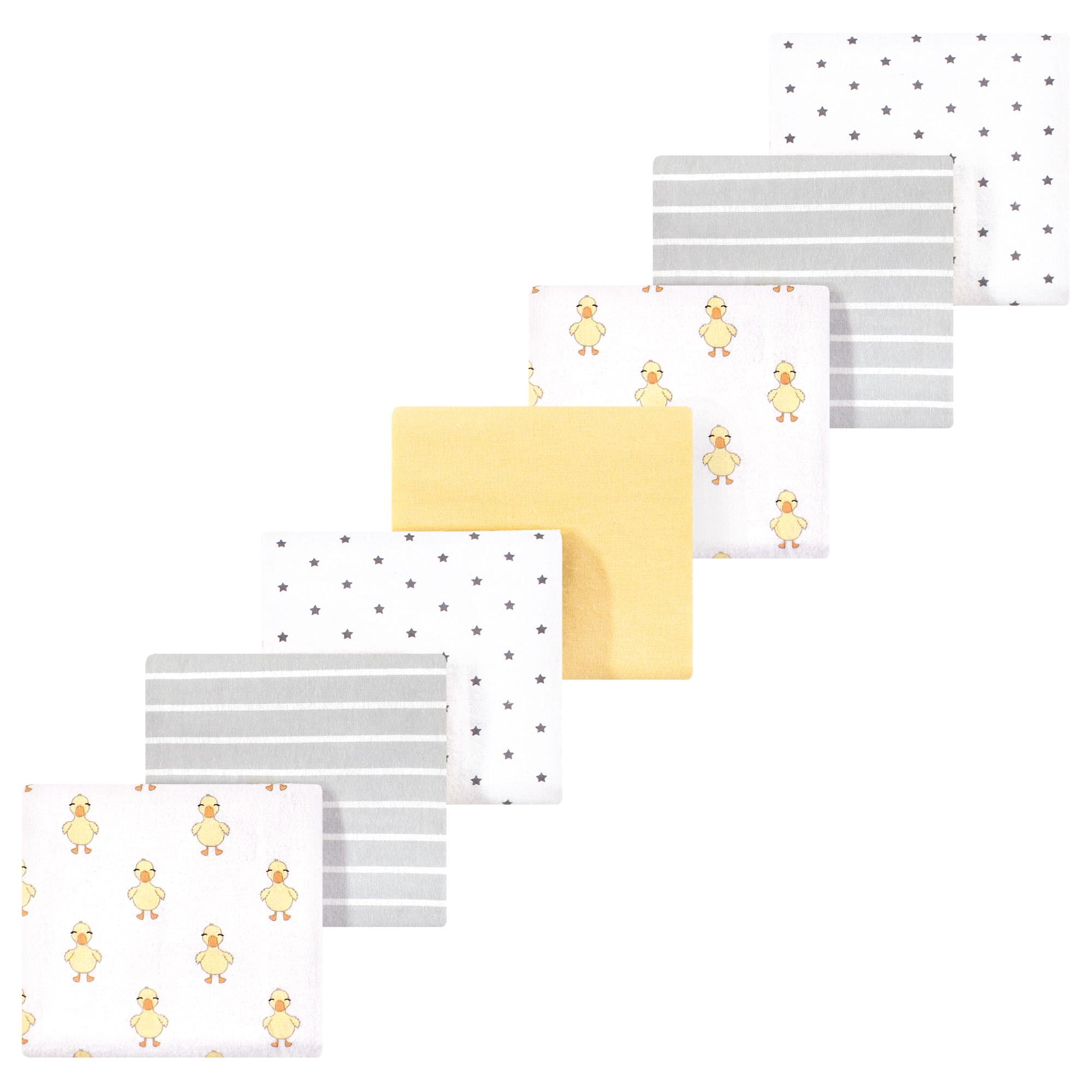 Luvable Friends Hudson Baby Cotton Poly Flannel Receiving Blankets 7pk, Yellow Duck, One Size