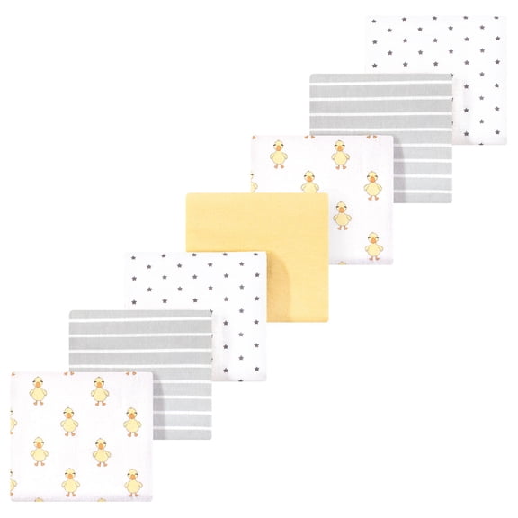 Luvable Friends Hudson Baby Flannel Receiving Blankets 7pk, Yellow Duck