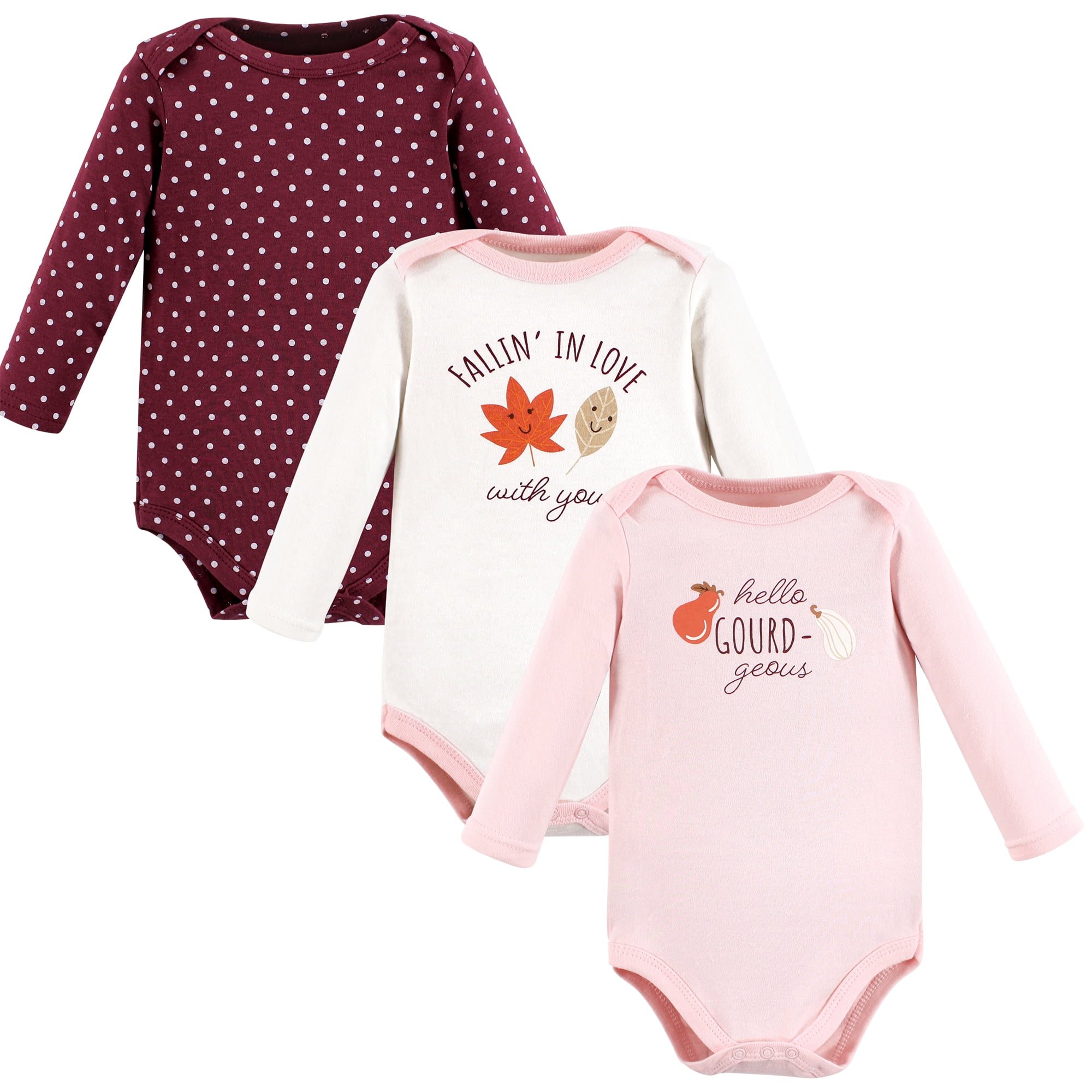 Luvable Friends Hudson Baby Long-Sleeve Bodysuits 3pk, Autumn Tones, 6-9M