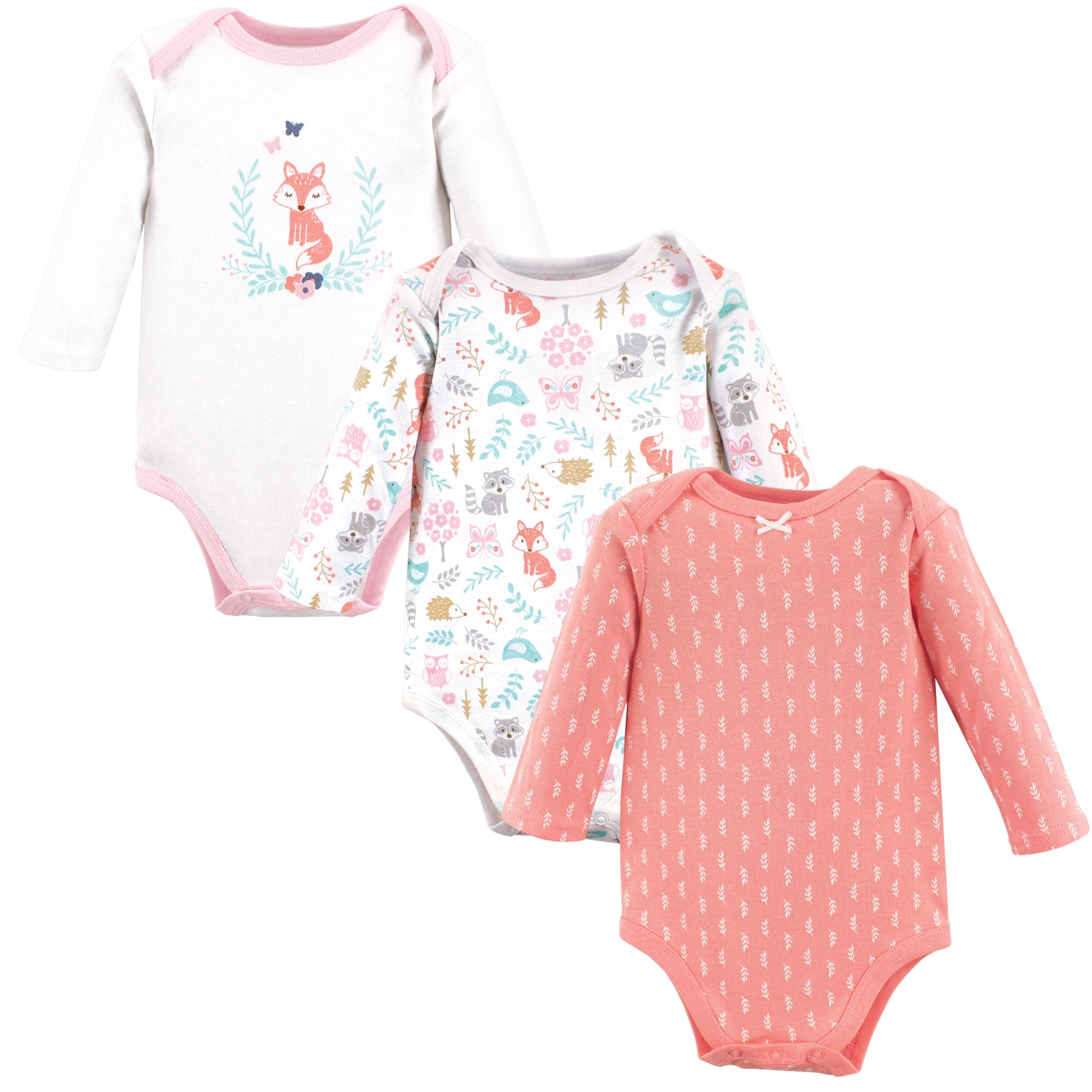 Luvable Friends Hudson Baby Long-Sleeve Bodysuits 3pk, Forest Fox, 9-12M