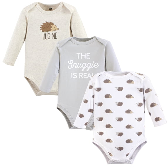 Luvable Friends Hudson Baby Long-Sleeve Bodysuits 3pk, Forest Hedgehog, 12-18M