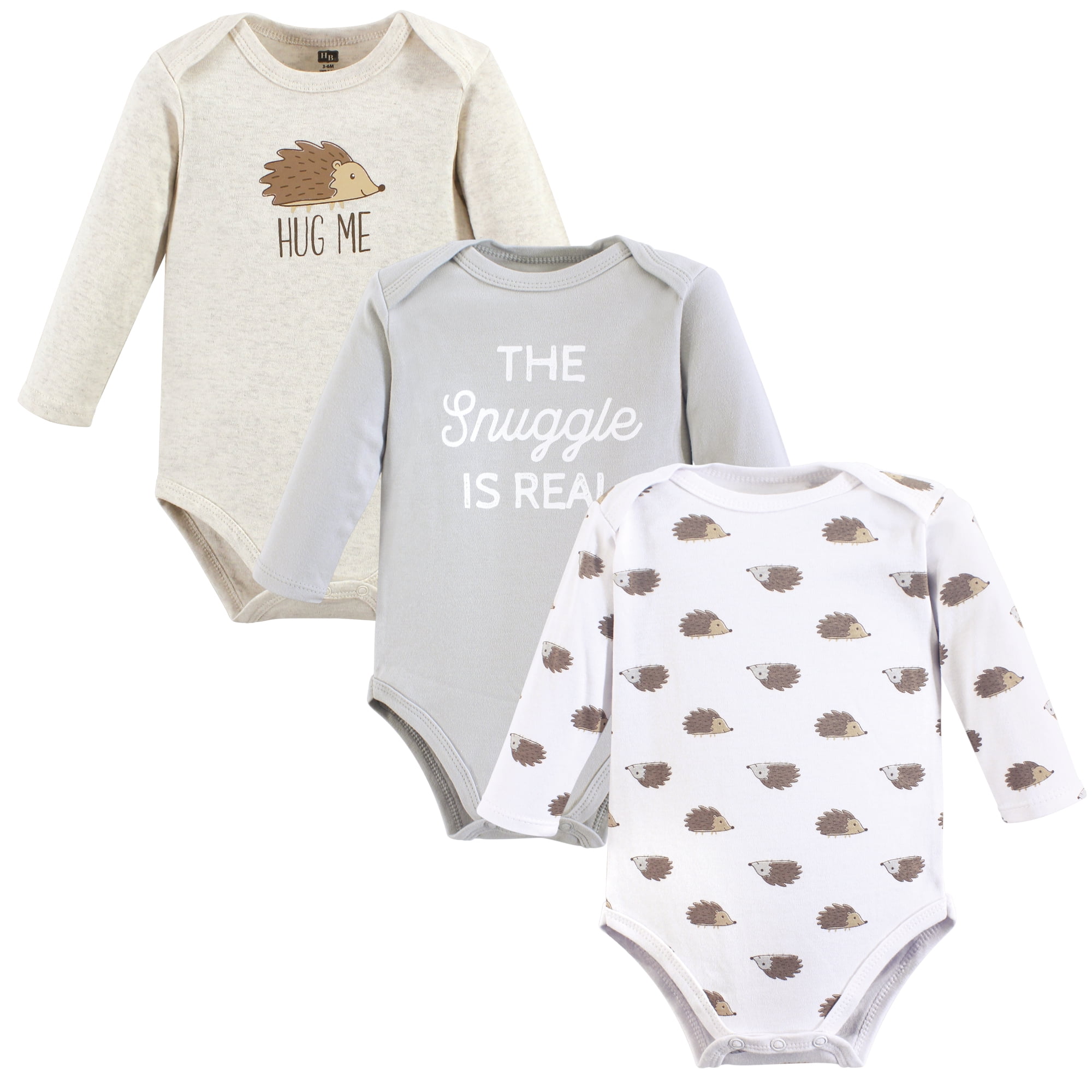 Luvable Friends Hudson Baby Long-Sleeve Bodysuits 3pk, Forest Hedgehog, 18-24M