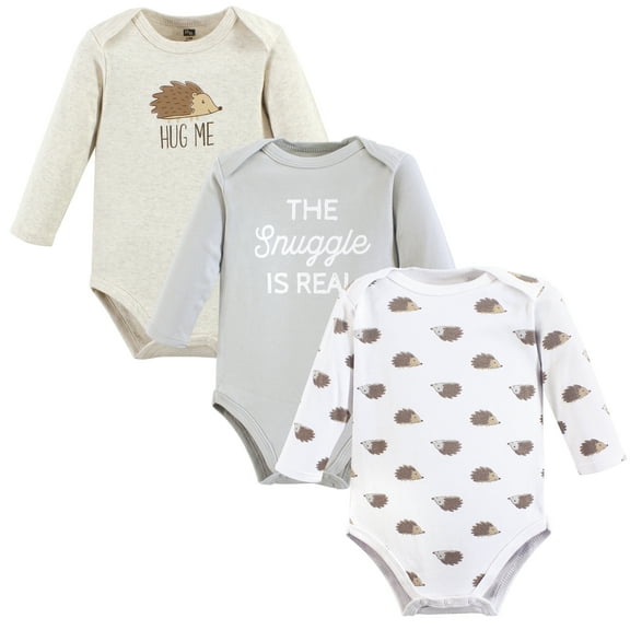Luvable Friends Hudson Baby Long-Sleeve Bodysuits 3pk, Forest Hedgehog, 9-12M