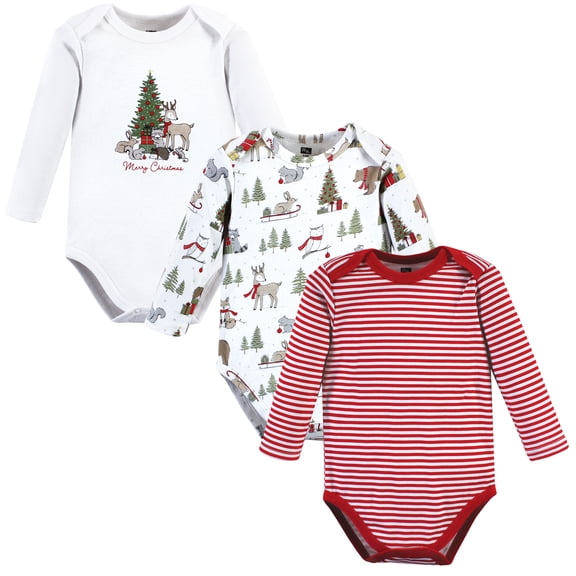 Luvable Friends Hudson Baby Long-Sleeve Bodysuits 3pk, Holiday Woods, 9-12M