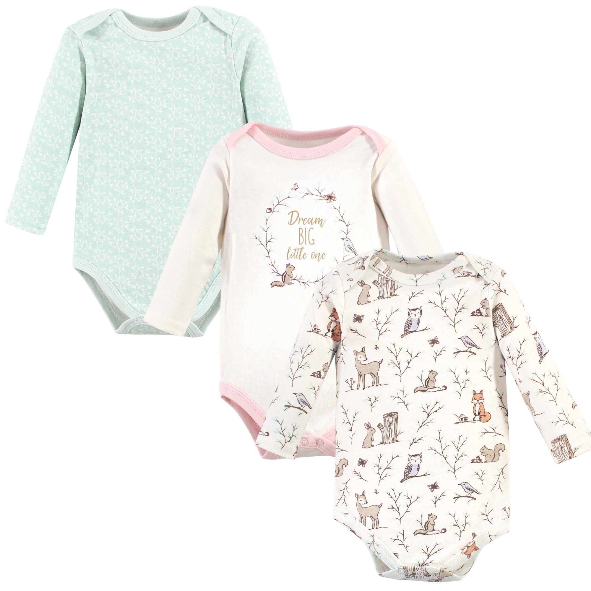 Luvable Friends Hudson Baby Long-Sleeve Bodysuits 3pk, Mystic Woods Fantasy, 0-3M