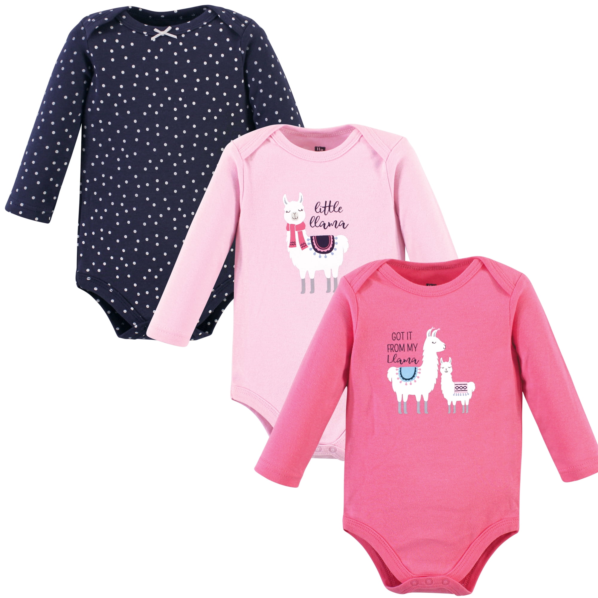 Luvable Friends Hudson Baby Long-Sleeve Bodysuits 3pk, Pastel Llama, 6-9M