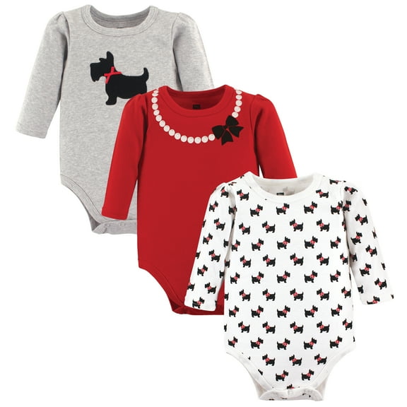 Luvable Friends Hudson Baby Long-Sleeve Bodysuits 3pk, Scottish Hound, 6-9M