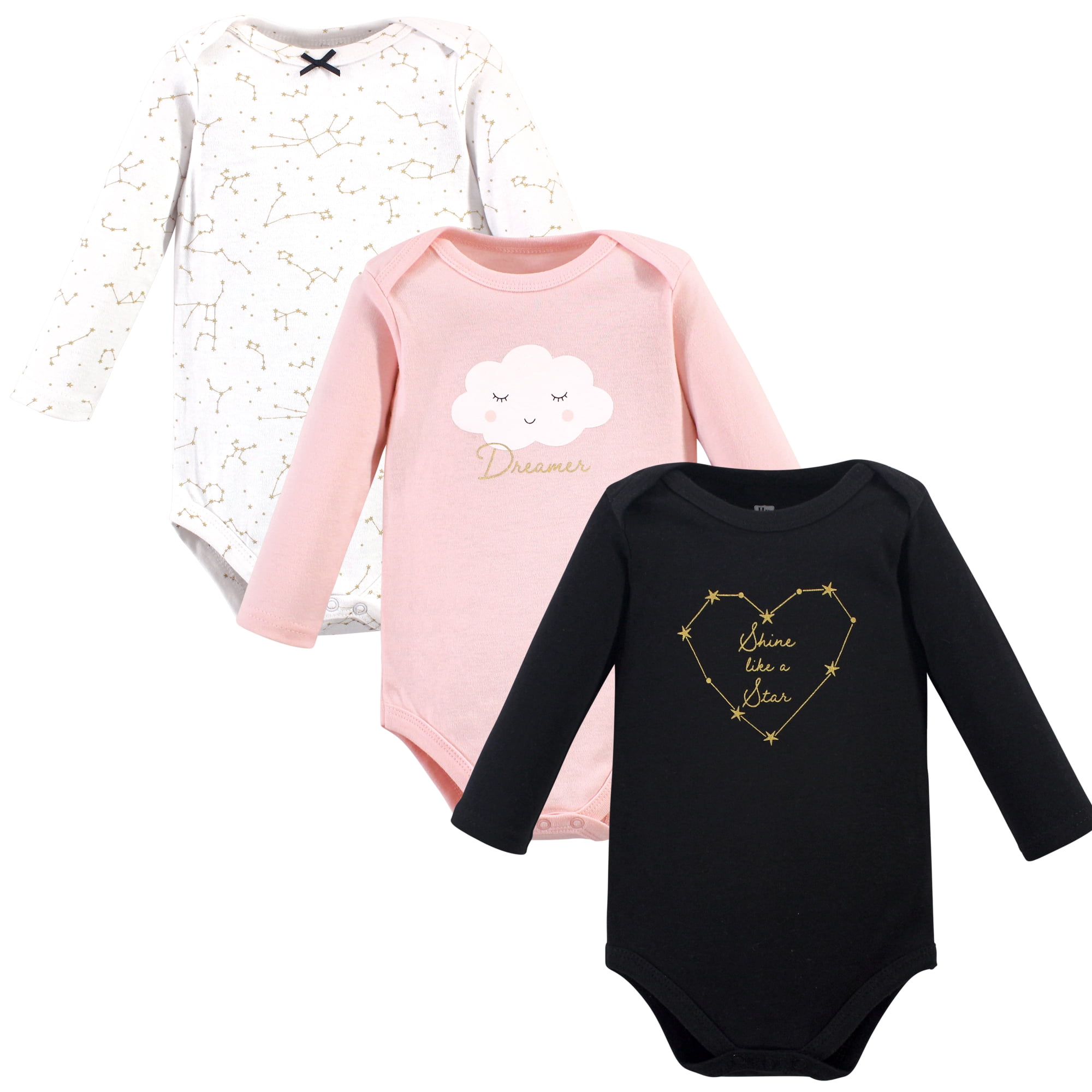 Luvable Friends Hudson Baby Long-Sleeve Bodysuits 3pk, Sweet Dreams, 9-12M