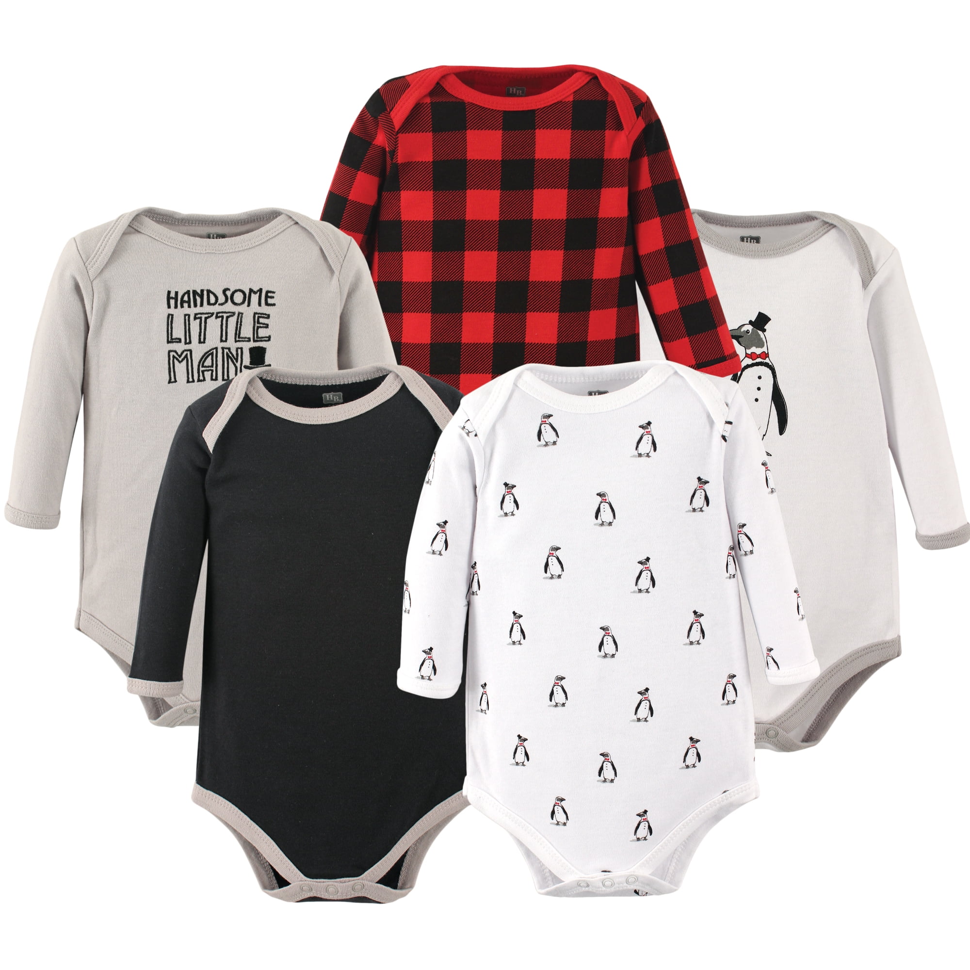 Luvable Friends Hudson Baby Long-Sleeve Bodysuits 5pk, Snowy Birds, 6-9M