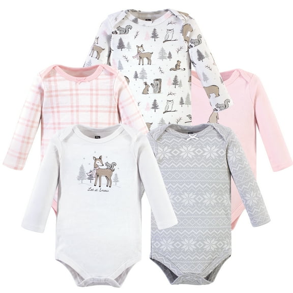 Luvable Friends Hudson Baby Long-Sleeve Bodysuits 5pk, Winter Meadow, 0-3M