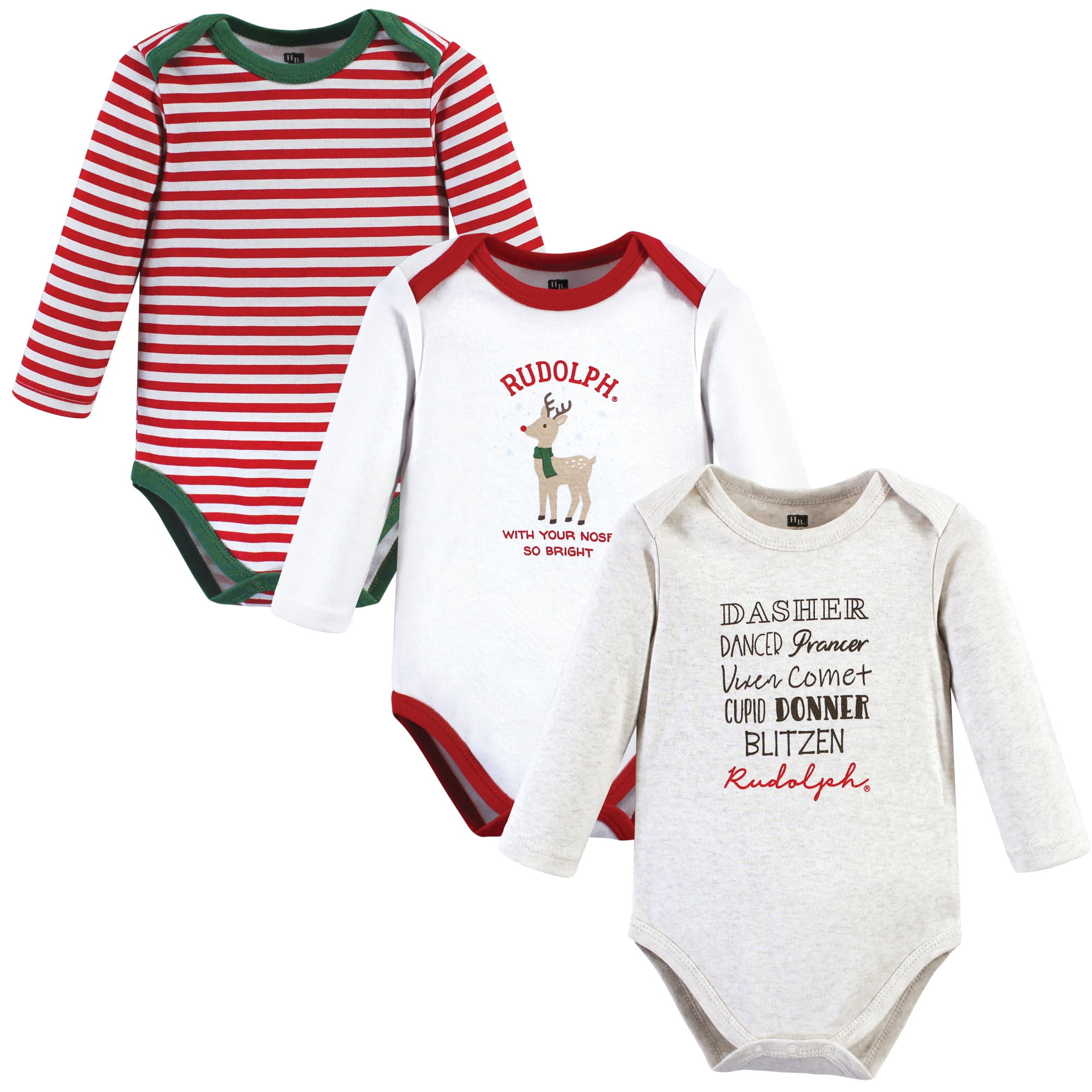Luvable Friends Hudson Baby Long-Sleeve Bodysuits, Holiday Reindeer, 6-9M