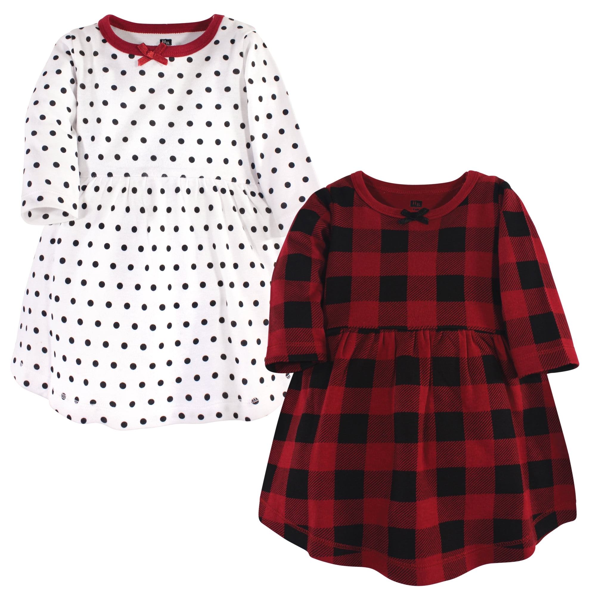 Luvable Friends Hudson Baby Long-Sleeve Dresses 2pk, Festive Red, 4T
