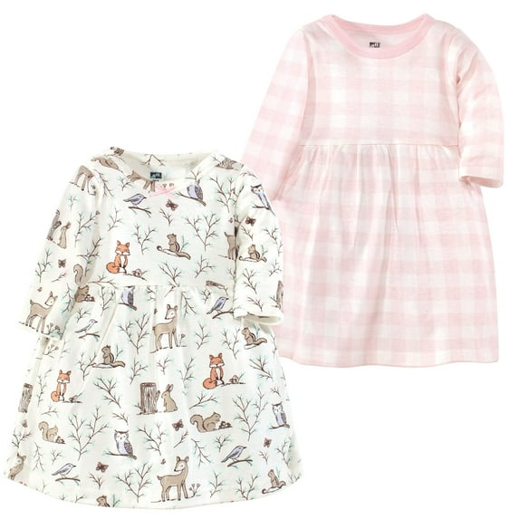 Luvable Friends Hudson Baby Long-Sleeve Dresses 2pk, Mystic Woods, 12-18M