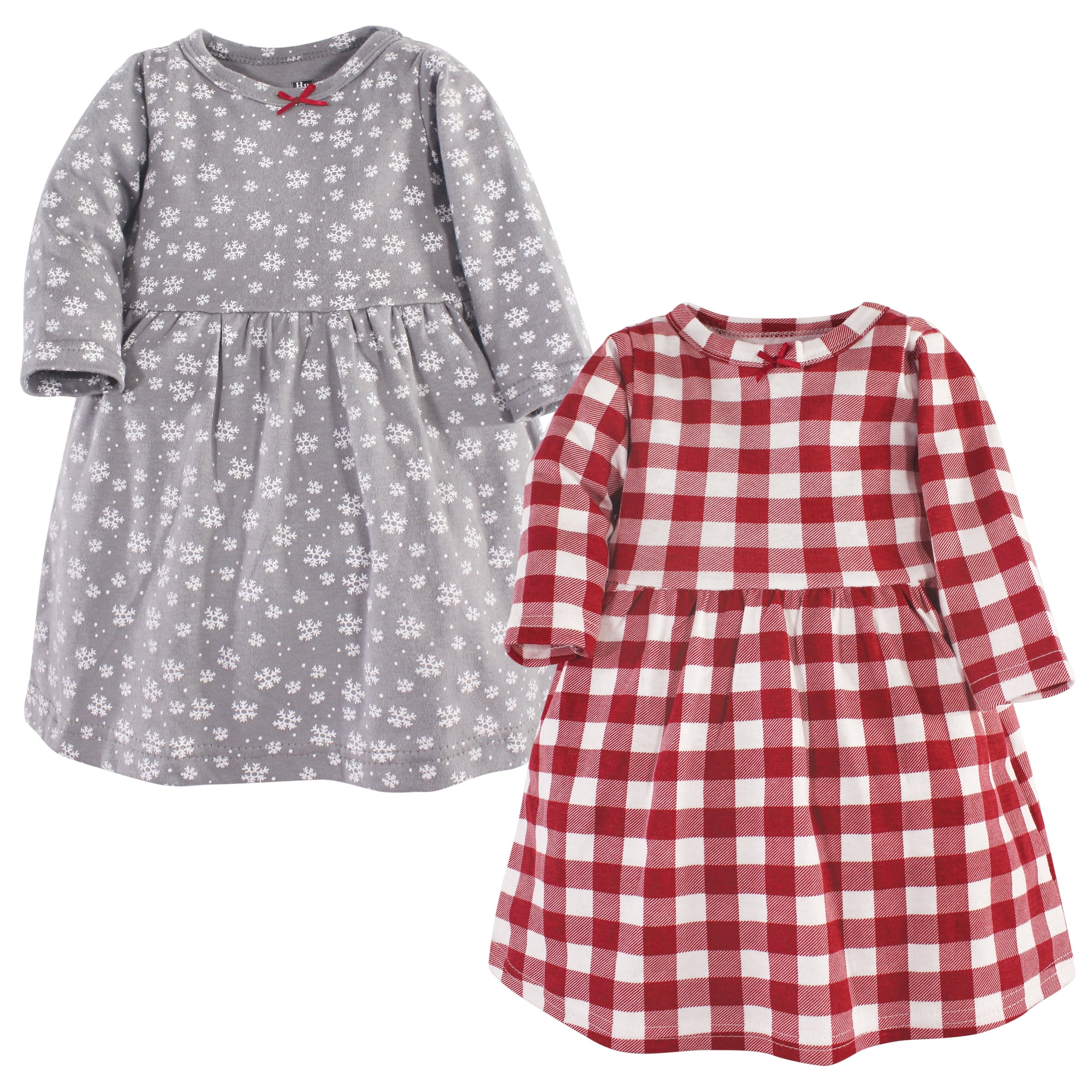 Luvable Friends Hudson Baby Long-Sleeve Dresses 2pk, Winter Flurry, 2T
