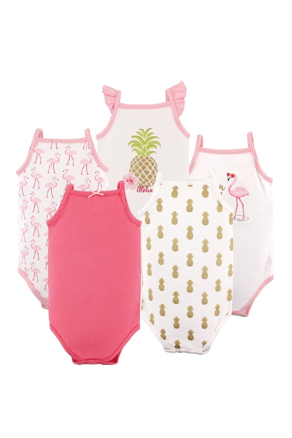Hudson Baby Sleeveless Bodysuits 5pk, Sweet Pineapple, 18-24M