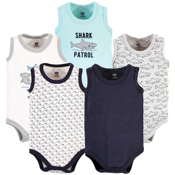 Luvable Friends Hudson Baby Sleeveless Bodysuits, Oceanic Shark, 6-9M