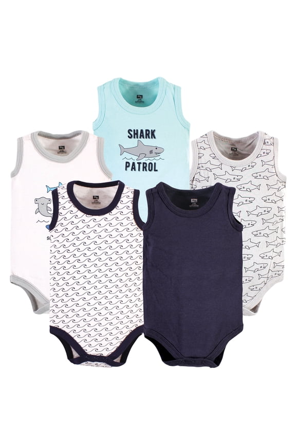 Hudson Baby Sleeveless Bodysuits, Oceanic Shark, 9-12M